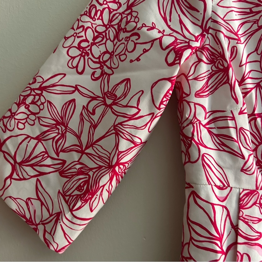 Lilly Pulitzer Livie Dress Pink Green White 3/4 Sleeve Silk Blend Size 8 Preppy - Picture 4 of 13